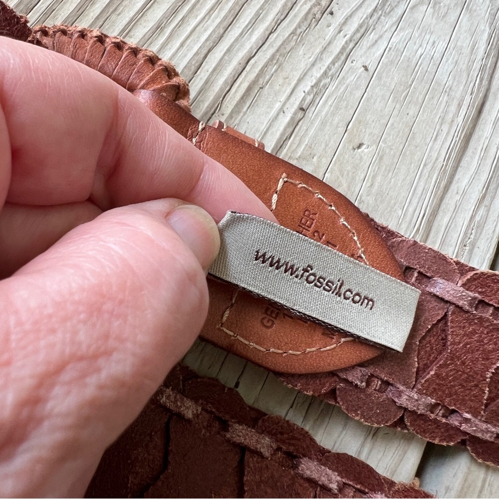Fossil leather belt 3944231 size M woven brown british tan - Picture 3 of 5